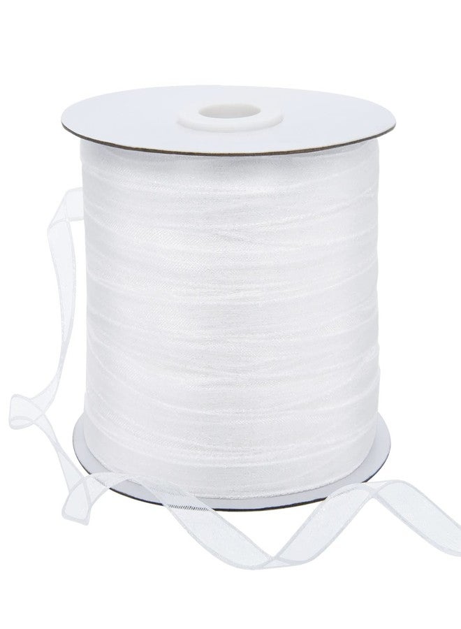 Hapeper 250 Yards 1/4 Inch Narrow Sheer Organza Chiffon Ribbon for Crafts Making, Gift Wrapping (White) - Image 1